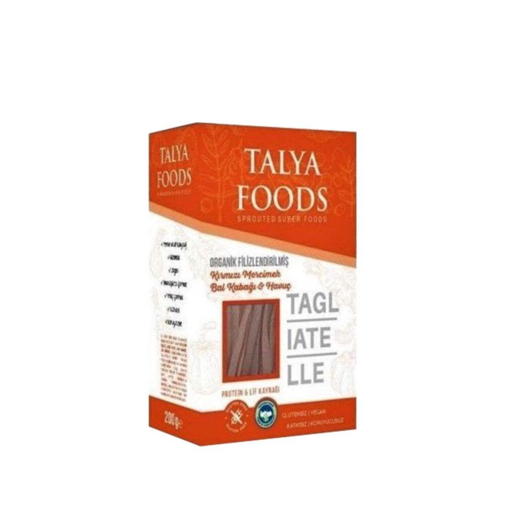 Talya Foods Organik Filizlendirilmiş Kırmızı Mercimek Bal Kabağı Havuç Tagliatelle 200 Gr 5