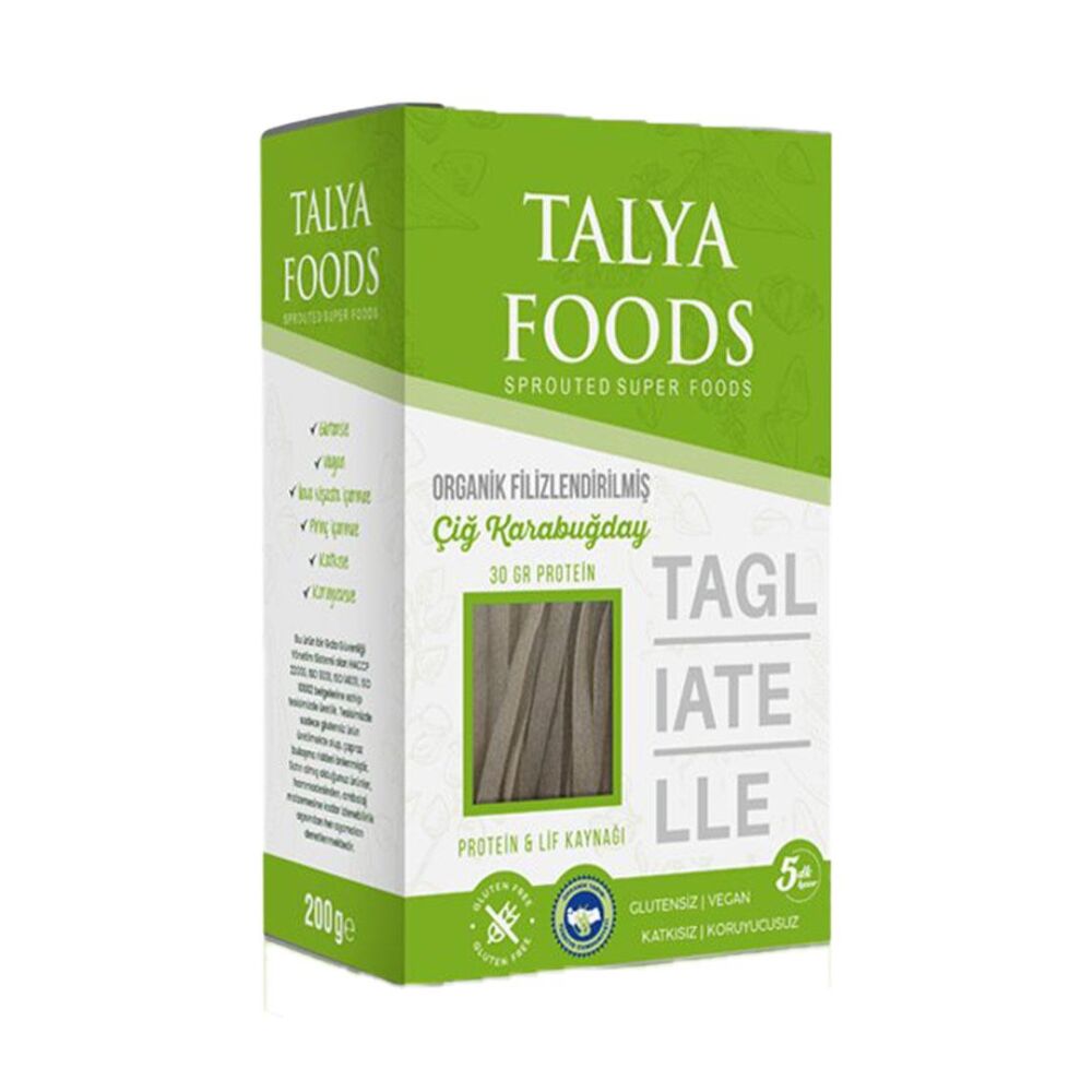 Talya Foods Organik Filizlendirilmiş Çiğ Karabuğday Tagliatelle 200 Gr 5