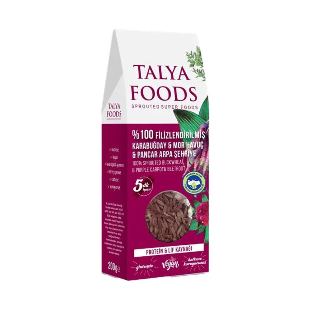 Talya Foods Organik Filizlendirilmiş Karabuğday Mor Havuç Pancar Arpa Şehriye 200 Gr 5