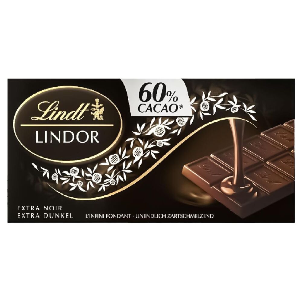 Lindt Lindor Extra Noir %60 Cocoa Bitter İsviçre Çikolatası 100 Gr 5