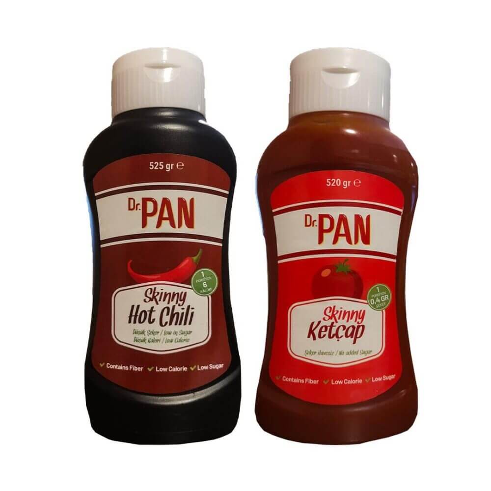 Dr. Pan Hot Chili Acı Sos 525 Gr + Ketçap Şeker İlavesiz 520 Gr Set 5