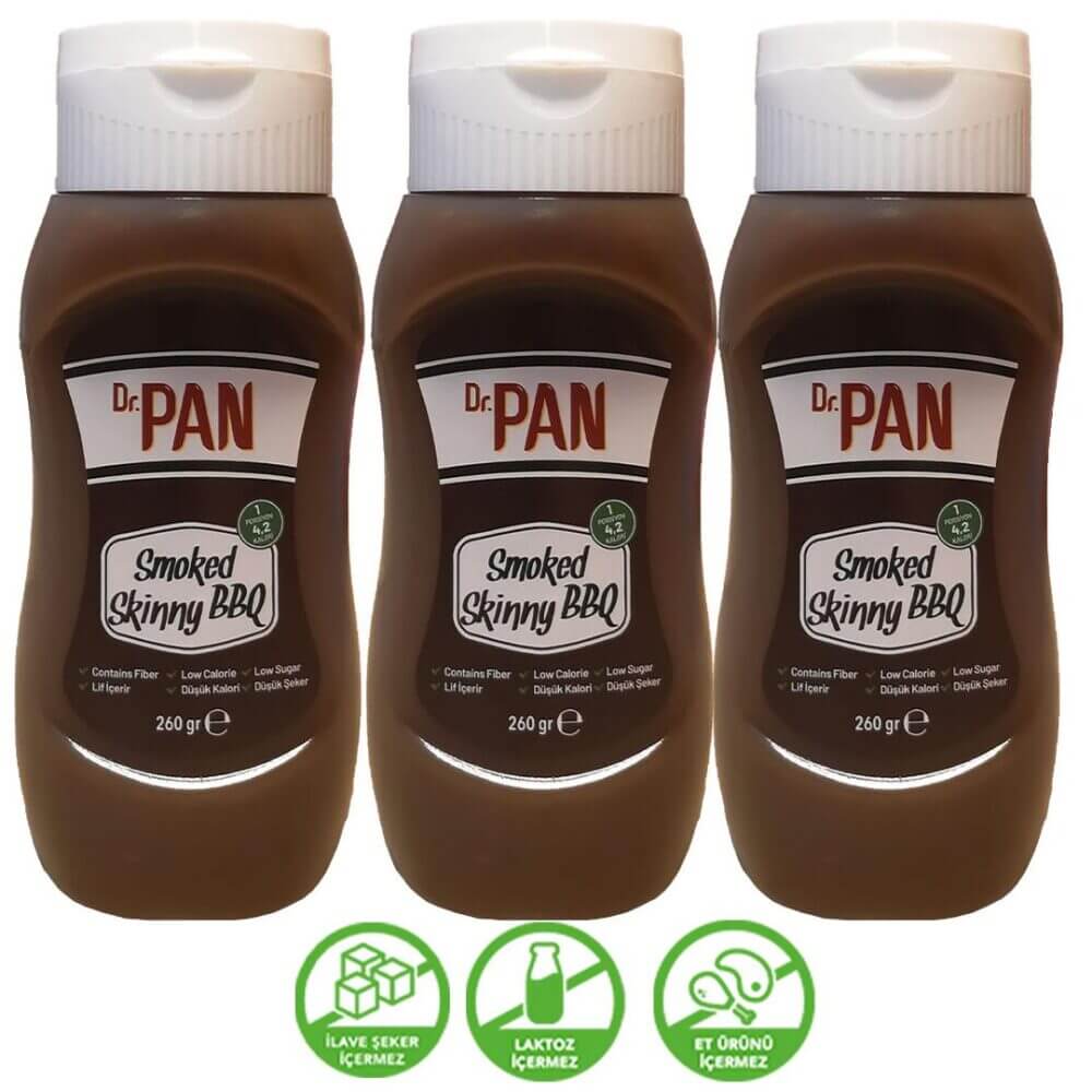 Dr. Pan Smoked Skinny BBQ Şeker İlavesiz Enerjisi %80 Azaltılmış Tütsü Aromalı Barbekü Sos 3 x 260 Gr 5